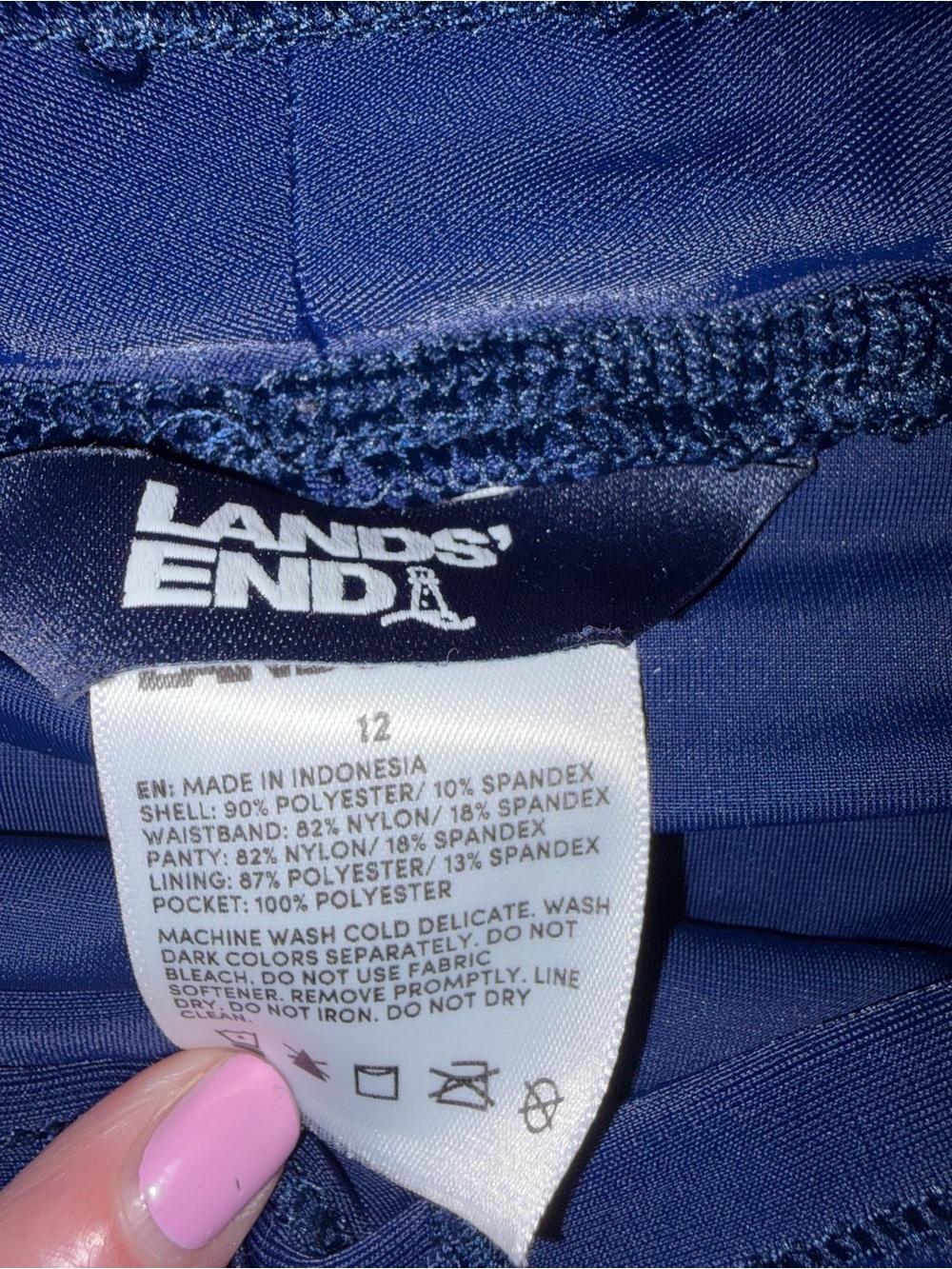 Lands' End Deep Navy Athletic Swim Shorts - Picture 2 of 3